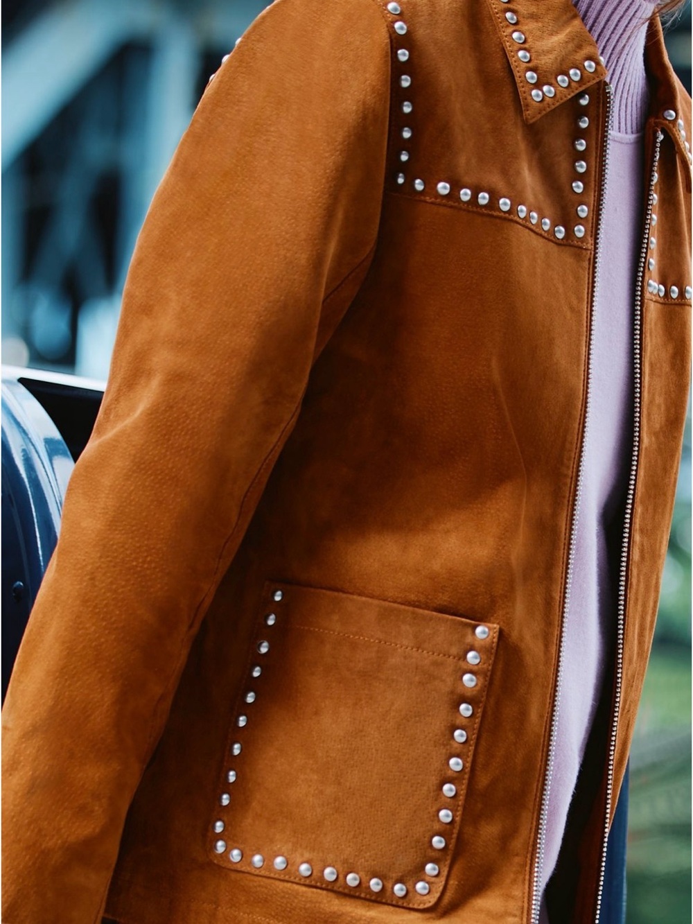 NWT Anthropologie x BLANKNYC Real Suede Studded Jacket in Roasted Walnut Size M - Picture 7 of 13